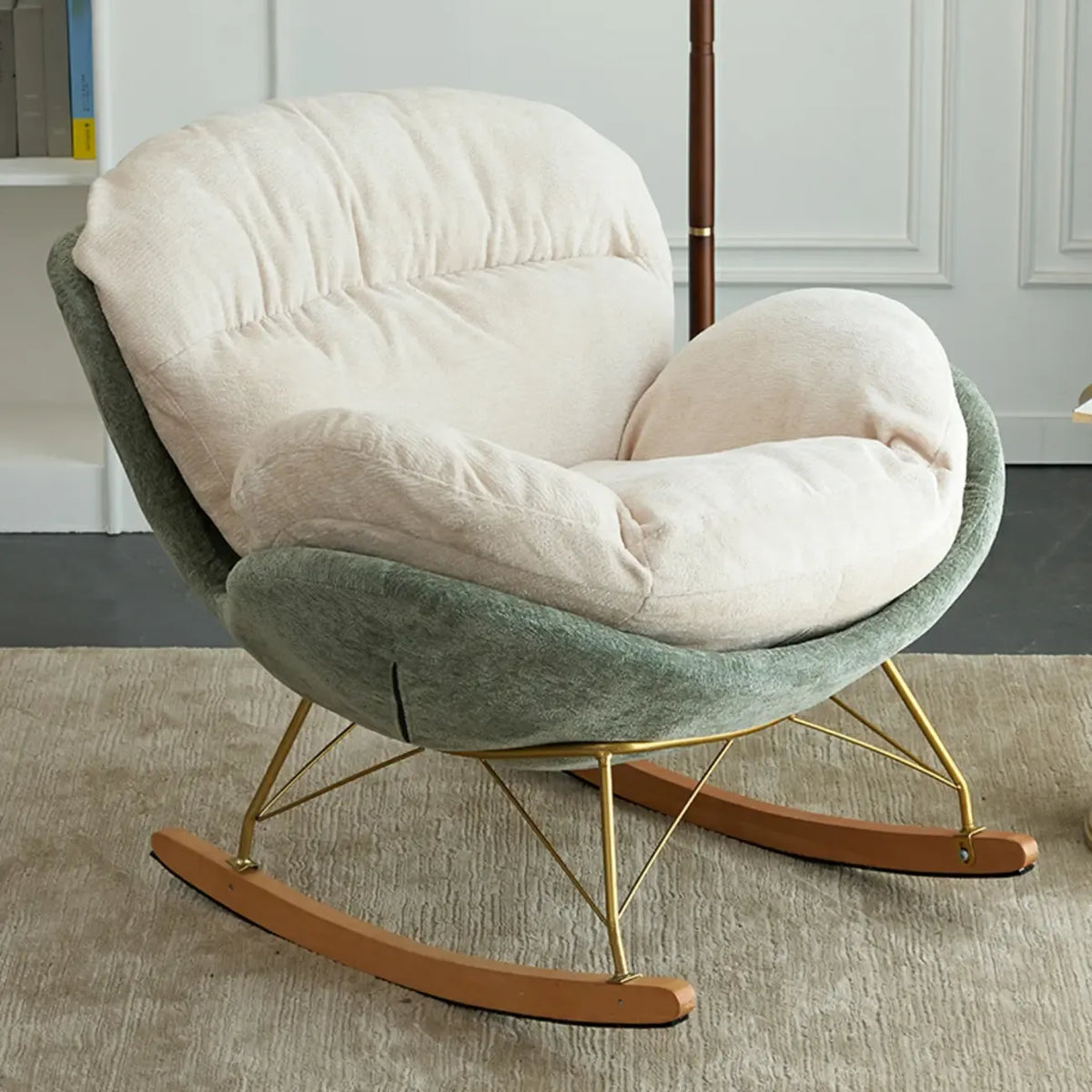 Modern Velvet Ergonomic Upholstered Rocking Chair for Nursery