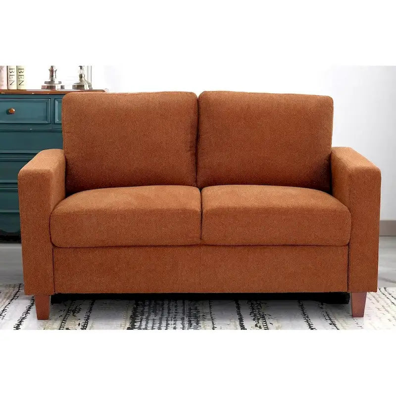 Miles Mid Century Modern Loveseat 2 Seater Sofa Couch with Reversible Back Pillows Large