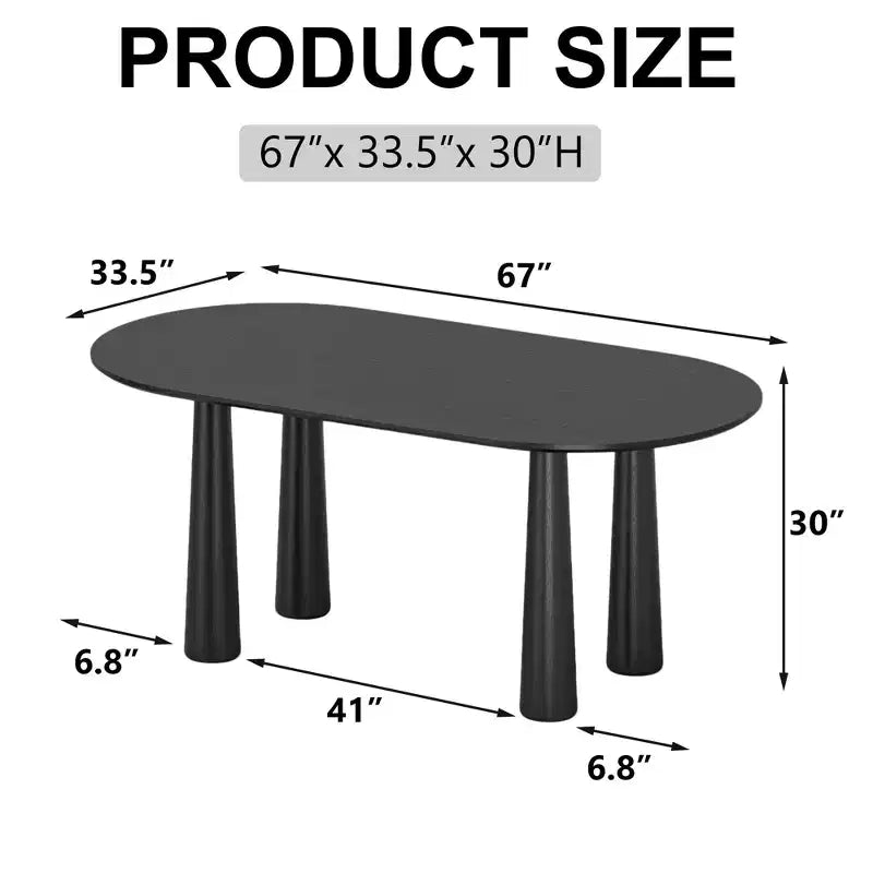 Dovelina 67 Oval Wood Dining Table with 4 legs Modern Kitchen Table for 6 People