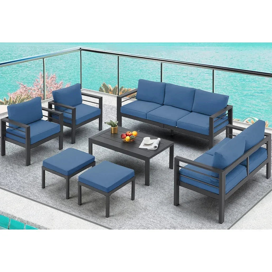AECOJOY 7 Pieces Aluminum Patio Furniture Set Outdoor Conversation Set