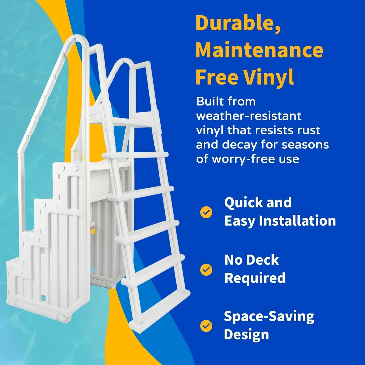 Blue Wave Easy Pool Step With Outside Ladder for Above Ground Pools - 32.5 in. W x 56 in. D x 81 in. H