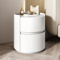 Modern Leather Tray Round 2-Drawer Nightstand