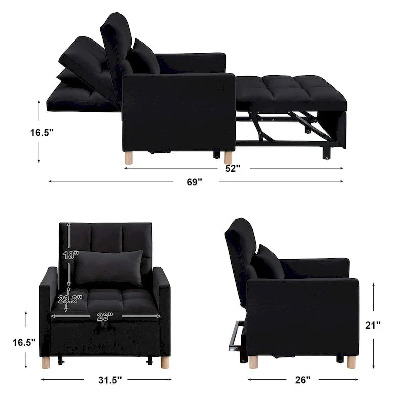 Aukfa Sleeper Chair Bed Convertible Single Sofa Chair with Pillow