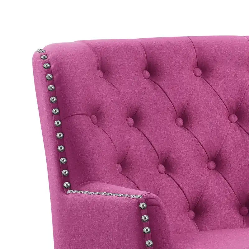 Moser Bay Mignon Velvet / Linen 30 Wide Tufted Wingback Accent Chair