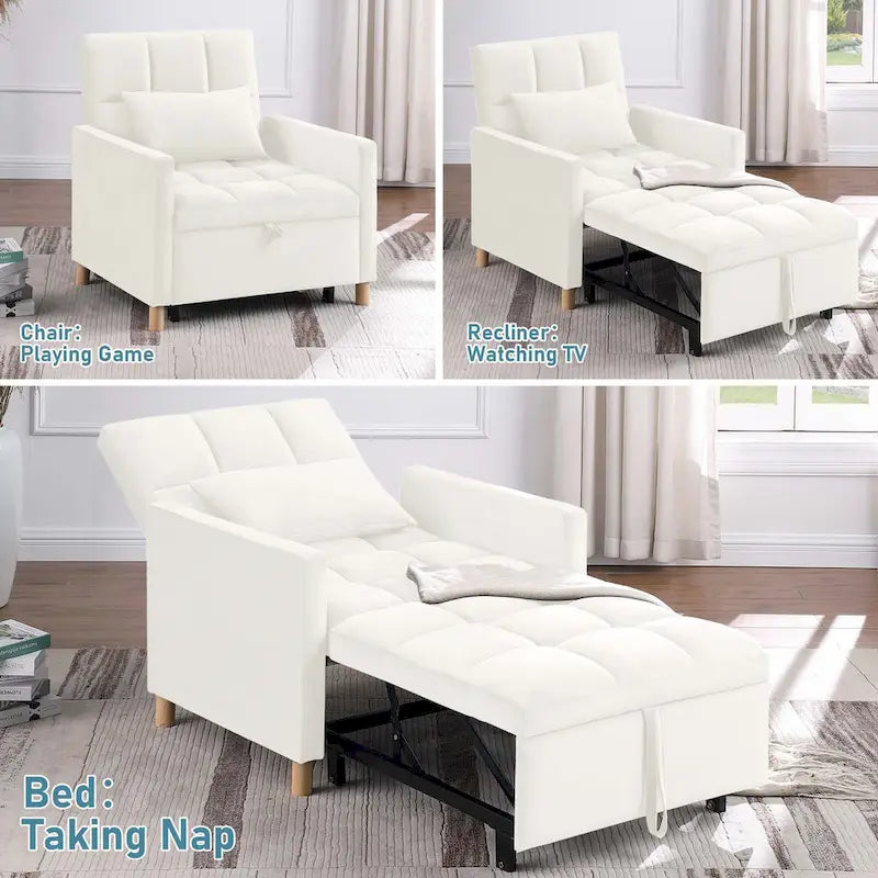 Aukfa Sleeper Chair Bed Convertible Single Sofa Chair with Pillow