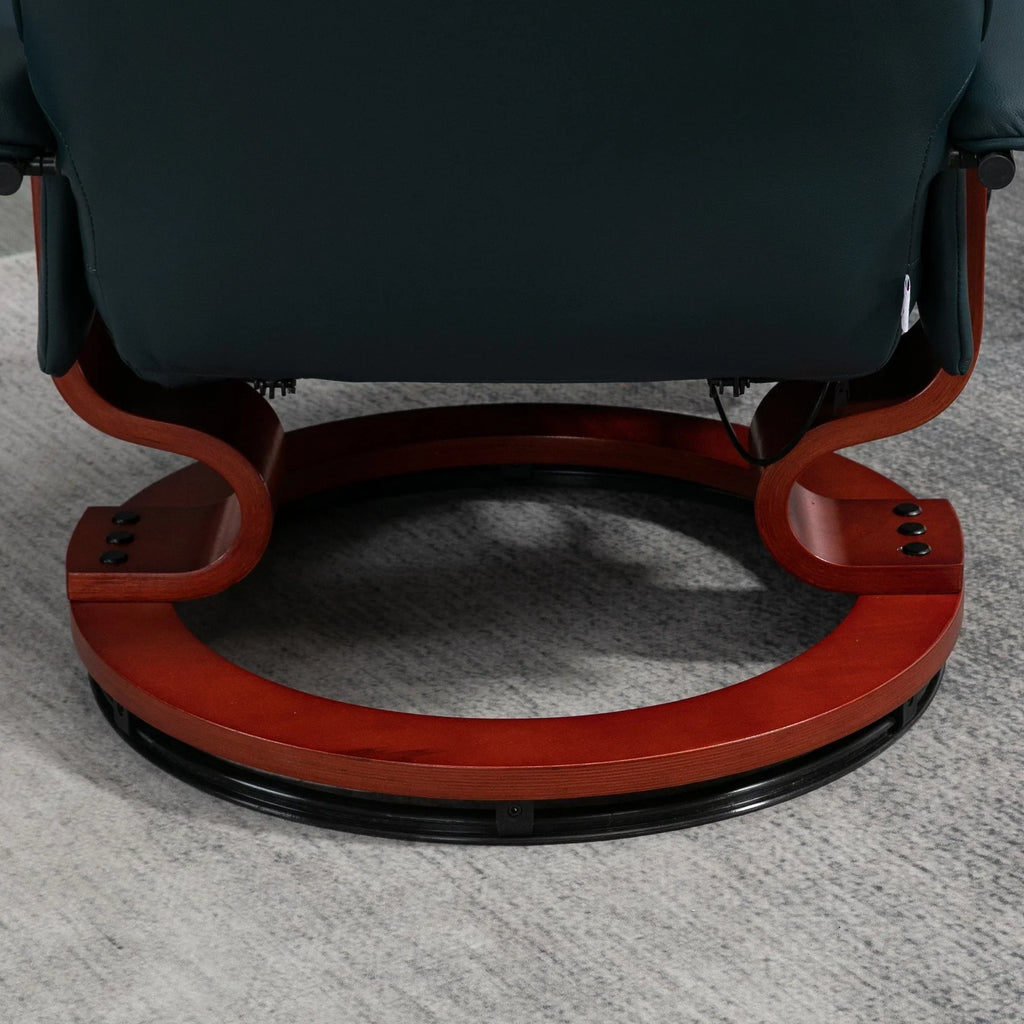 HomCom Faux Leather Adjustable Manual Swivel Base Recliner Chair with Comfortable and Relaxing Footrest