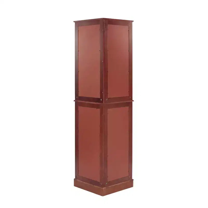 Corner Curio Cabinet, Cherry/Walnut, 4-Door Glass Display Cabinet