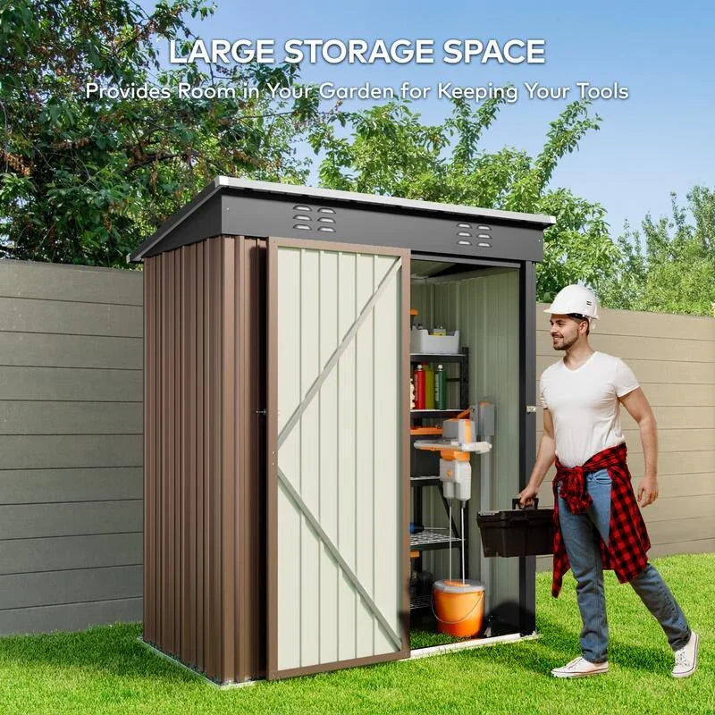 Outdoor Storage Metal Shed Garden Tool Shed with Lockable Door for Patio Furniture and Tools