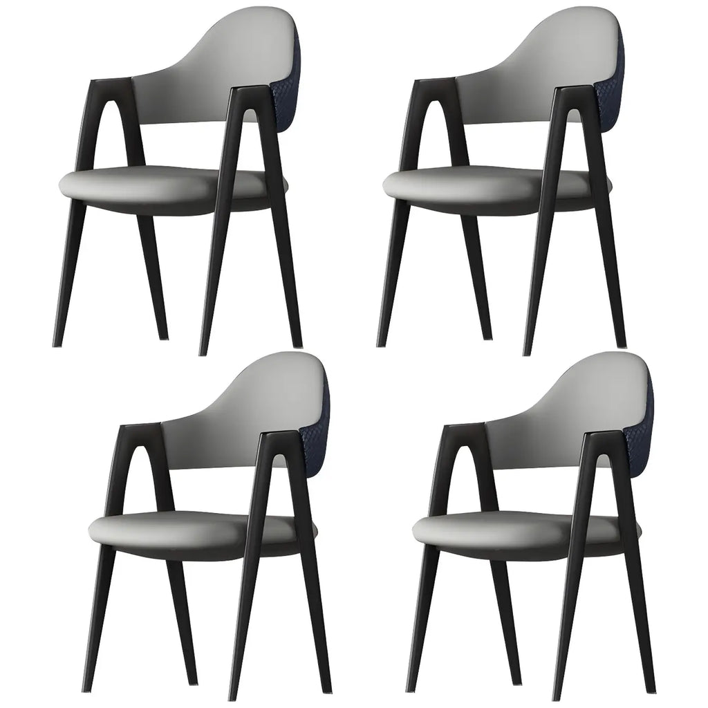 Modern Leather Curved Open Back Arm Dining Chair