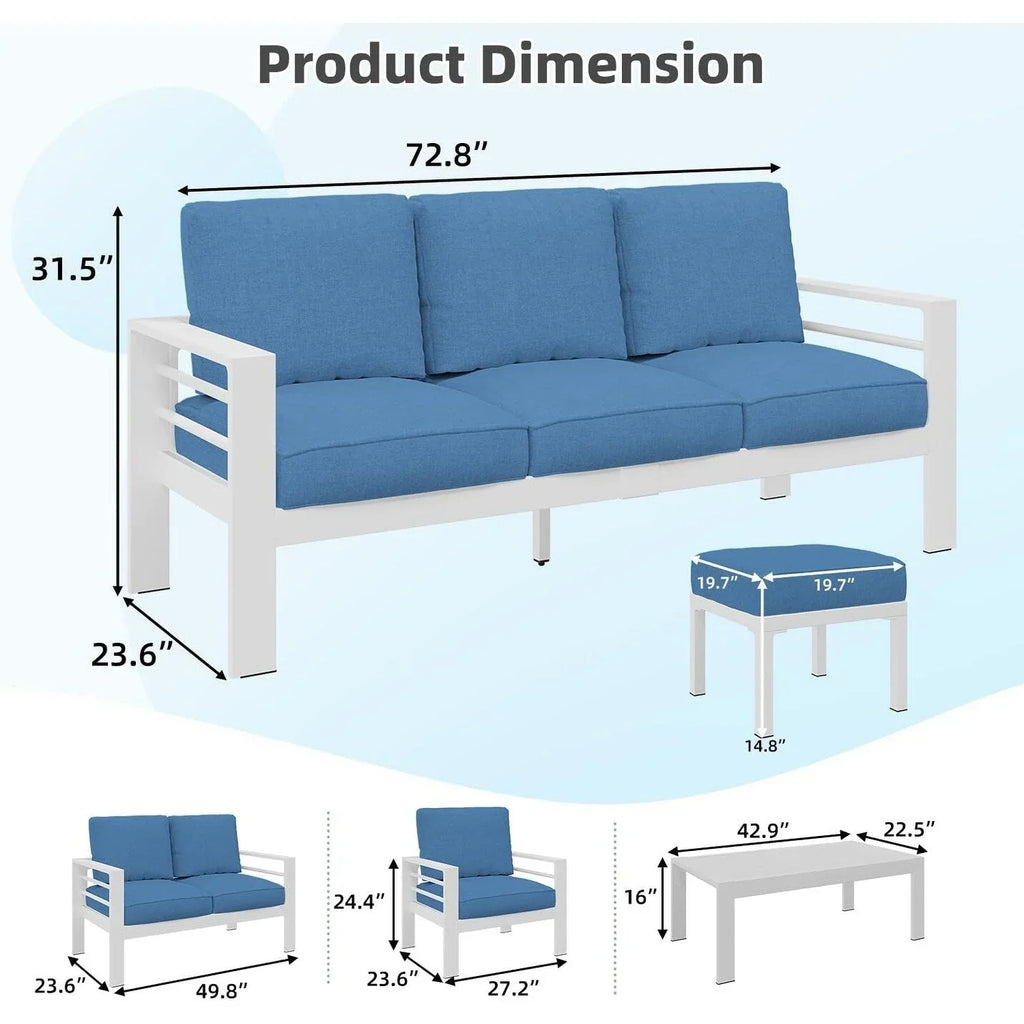 AECOJOY 7 Pieces Aluminum Patio Furniture Set Outdoor Conversation Set