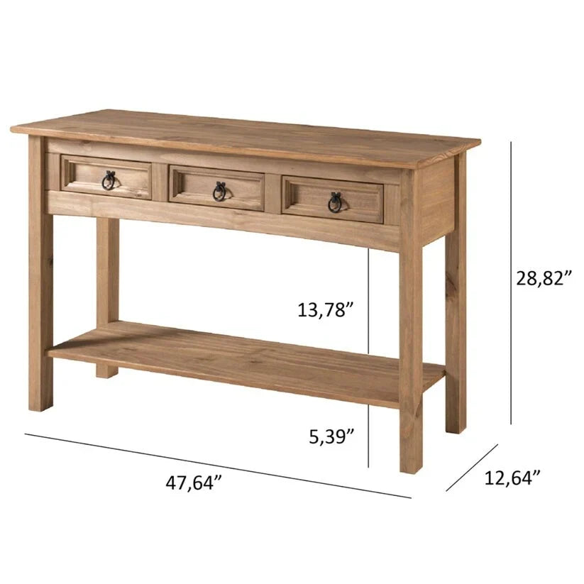 Wood Hall Table Console 3 Drawers Corona | Furniture Dash - N/A