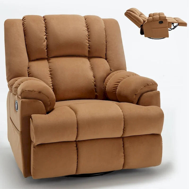 Green Oversized Manual Recliner with Swivel, Rocking, and Fabric Upholstery